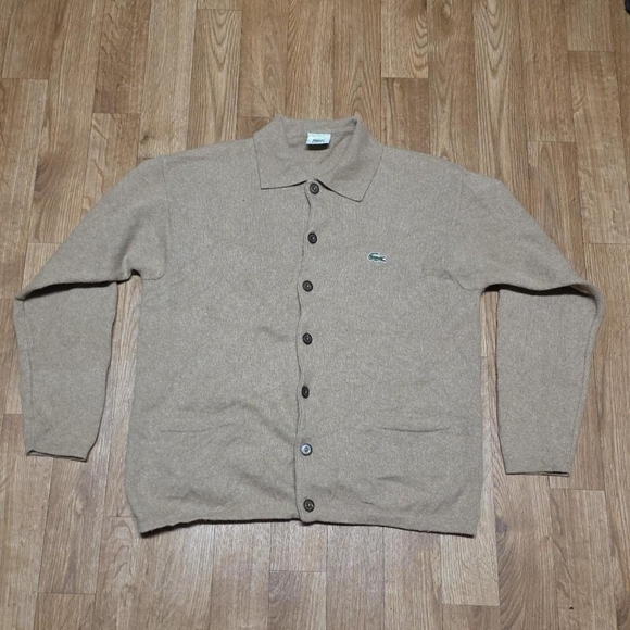 Vintage Lacoste Beige Tan Cardigan Sweater